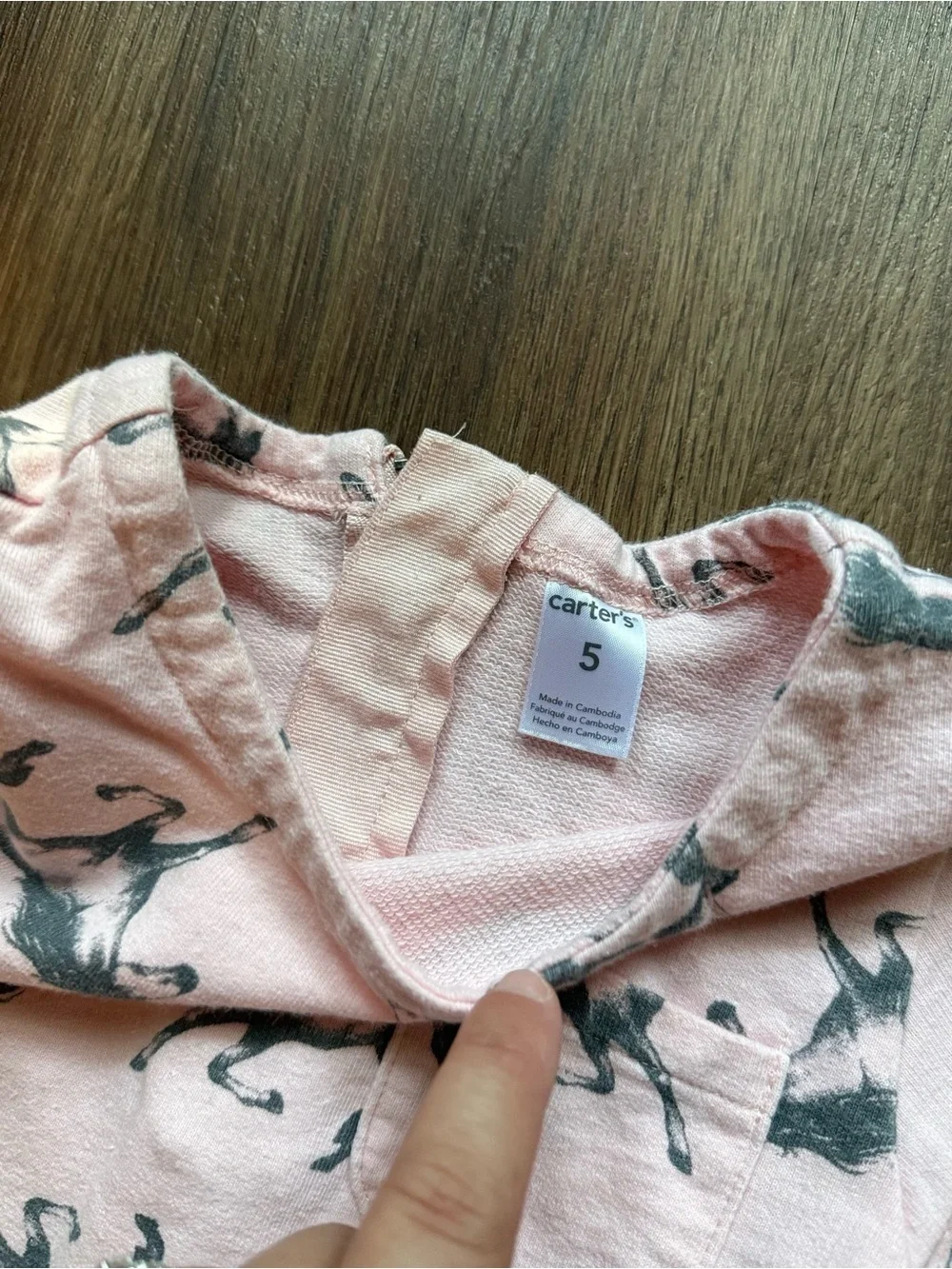 Carter's Pink Dress with Gray Horse Print